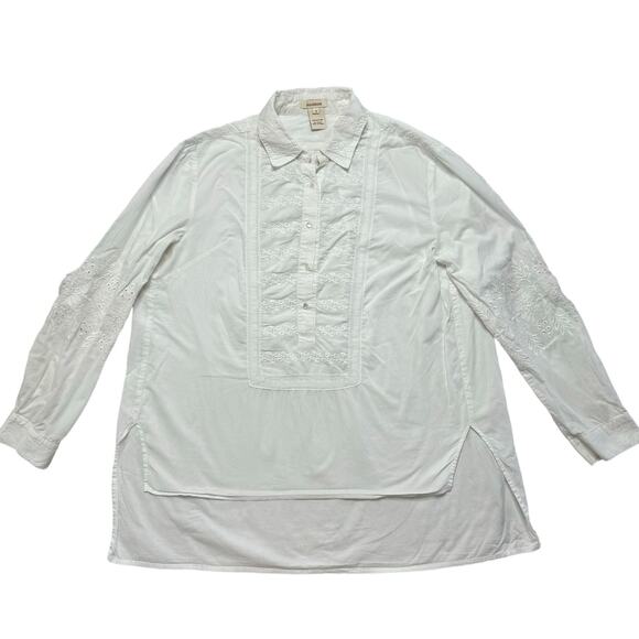 SUNDANCE White Eyelet Lace Crochet Popover Collar Shirt Size Small 100% Cotton - Picture 4 of 10